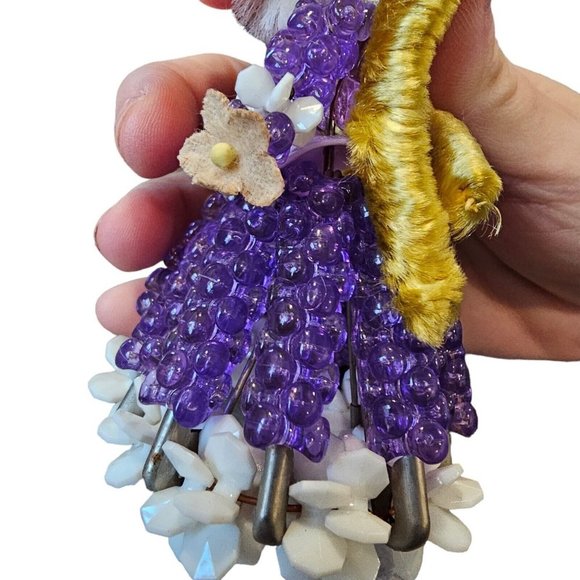 VTG 70s Ugly Pig Purple Blonded Beaded Safety Pin Figure Miss Piggy 4" Unique - Picture 7 of 9